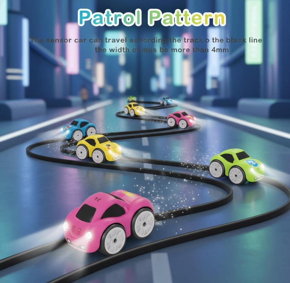 Multicolor plastic mini RC intelligent car with advanced sensors for line following and obstacle avoidance