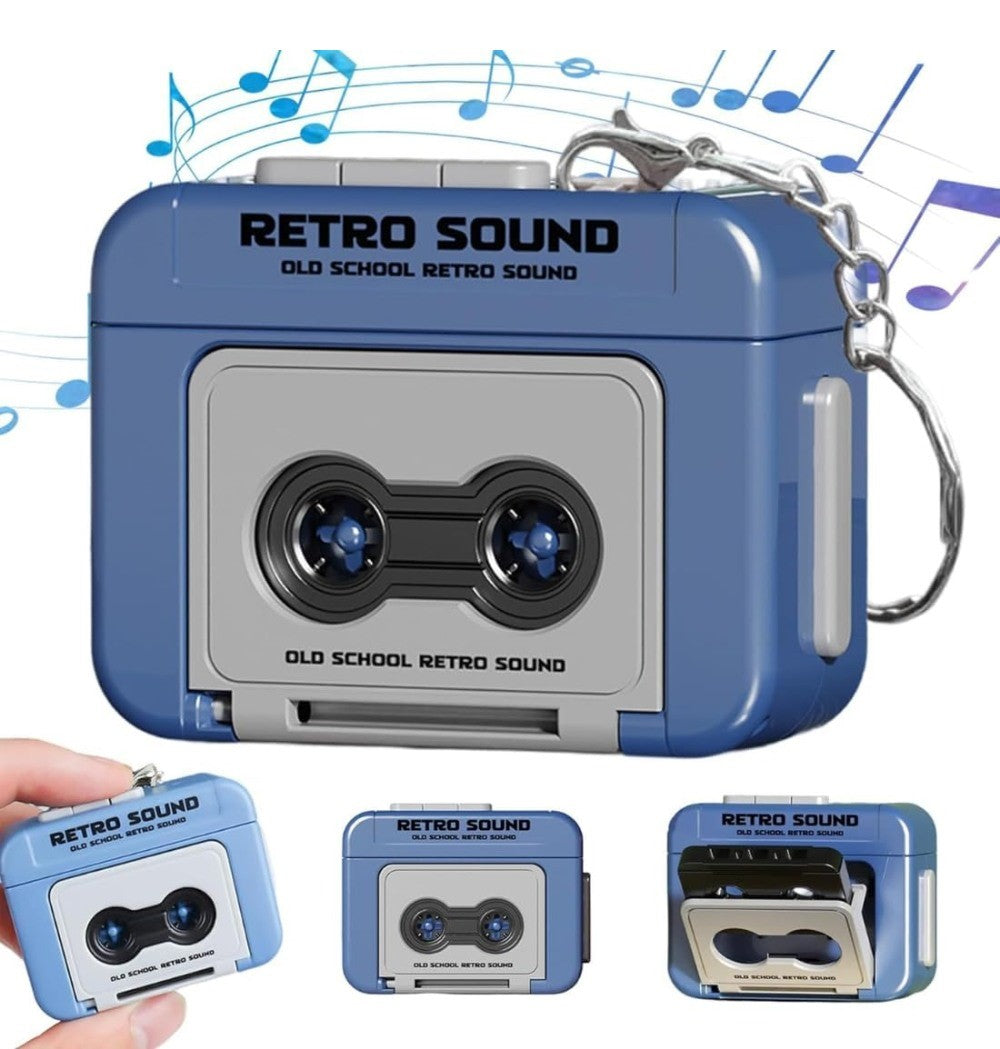 Multicolor plastic retro cassette tape recorder keychain with 15-second voice recording and bag charm
