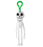 White and green plastic skeleton keychain accessory with detailed skull face for party decor or bag charm