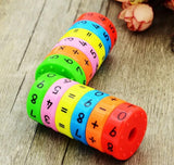 Multicolor plastic magnetic math blocks set for learning addition, subtraction, and spatial thinking