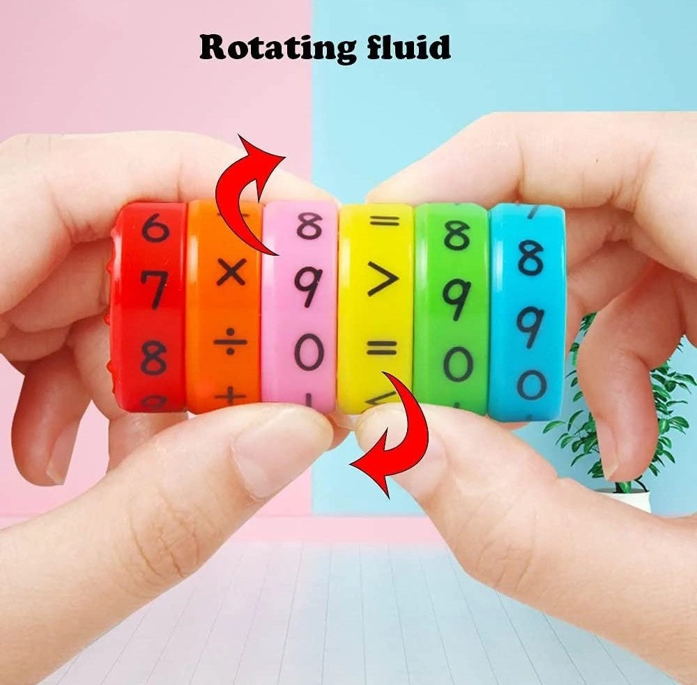 Multicolor plastic magnetic math blocks set for learning addition, subtraction, and spatial thinking