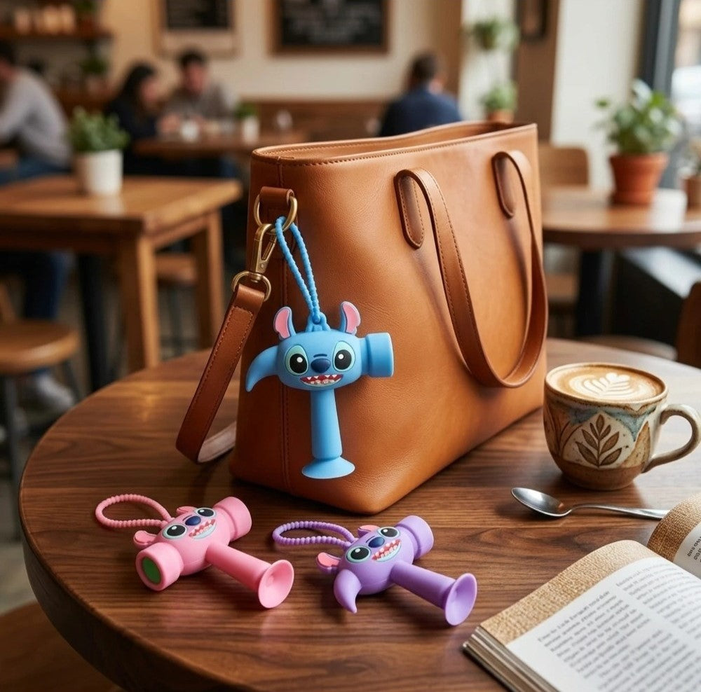 Multicolor rubber hammer keychain toy with cartoon design and smooth finish
