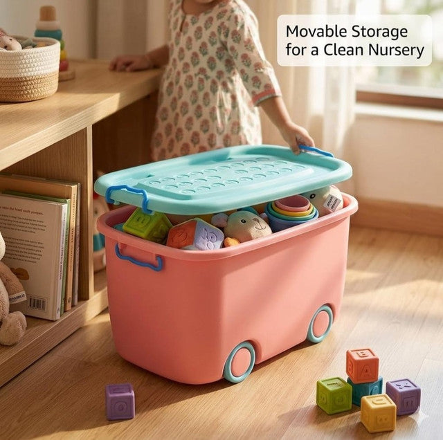 Plastic 45 L Rolling Toy Storage Box� (Multicolor)