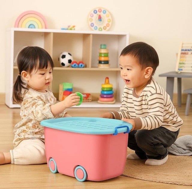 Plastic 45 L Rolling Toy Storage Box� (Multicolor)