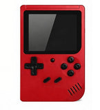 Red plastic handheld gaming console with 400-in-1 built-in classic retro games for kids and adults
