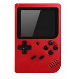 Red plastic handheld gaming console with 400-in-1 built-in classic retro games for kids and adults