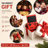 Red plastic handheld gaming console with 400-in-1 built-in classic retro games for kids and adults