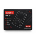 Red plastic handheld gaming console with 400-in-1 built-in classic retro games for kids and adults
