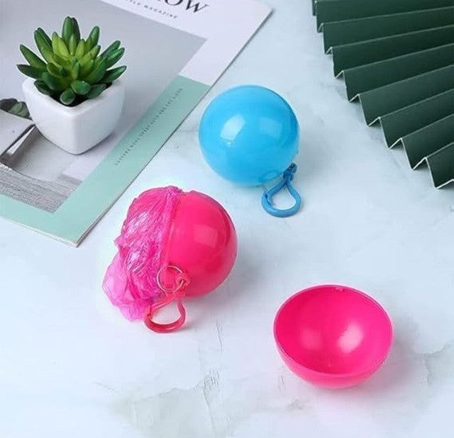 Multicolor plastic raincoat ball for instant, lightweight, and portable rain protection for men and women
