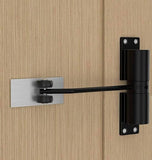 Black aluminum alloy automatic door closer for smooth, silent, and energy-efficient door operation
