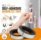 Black silicone magnetic tape roll with strong adhesive backing for damage-free home and craft organization