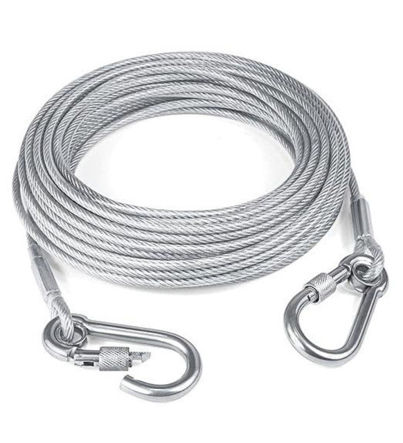 Stainless Steel Clothes Drying Rope With Hooks 10 Meter (Silver)