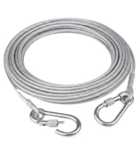 Stainless Steel Clothes Drying Rope With Hooks 10 Meter (Silver)