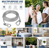 Stainless Steel Clothes Drying Rope With Hooks 10 Meter (Silver)