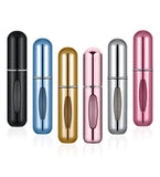 Multicolor aluminum travel perfume spray bottle set, refillable atomizer for carrying cologne or aftershave
