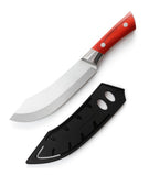 Silver stainless steel chef knife with protective cover, ideal for chopping, slicing, and general food preparation