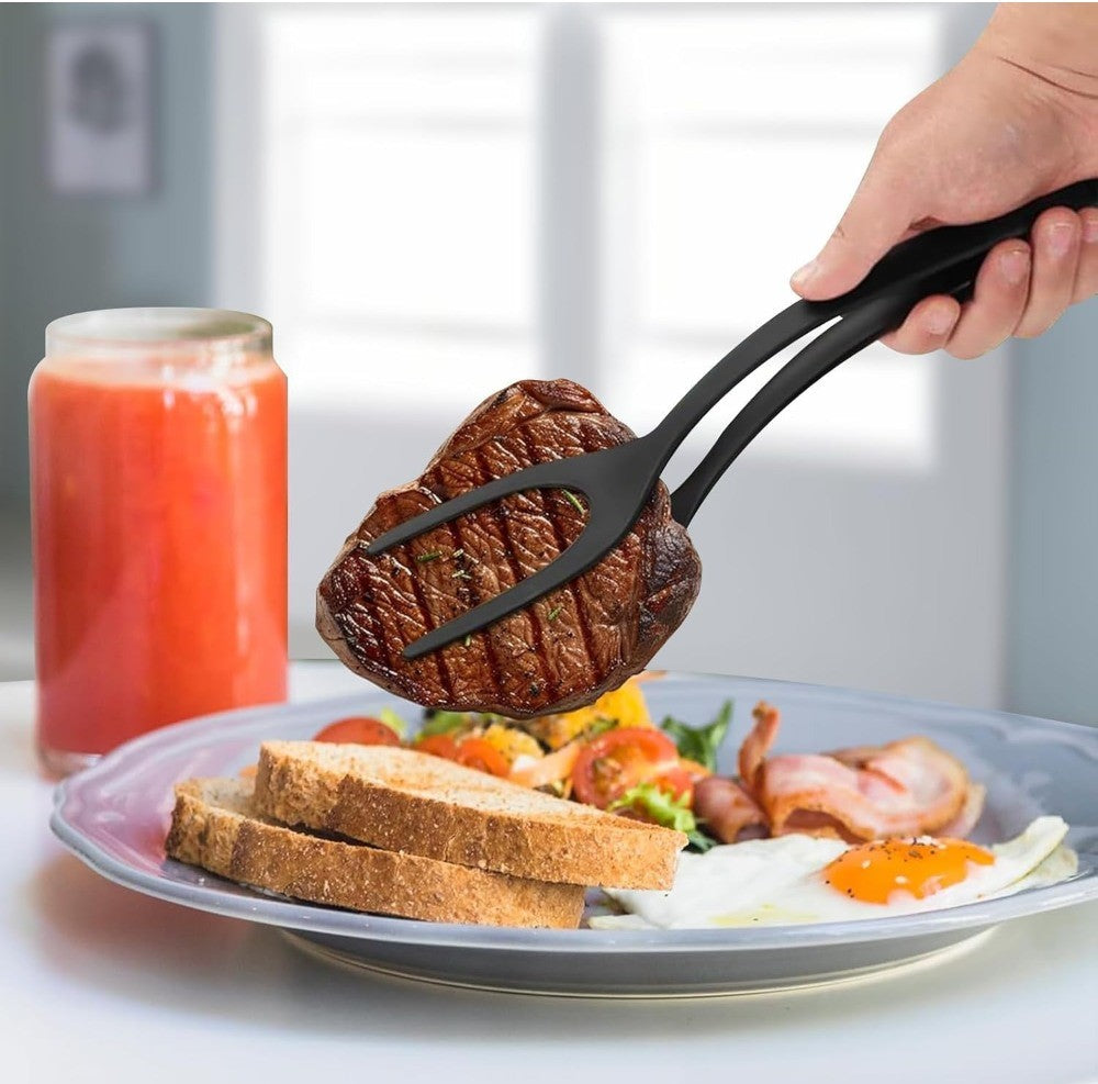 Multicolor silicone 2-in-1 kitchen spatula for flipping eggs, pancakes, and delicate foods