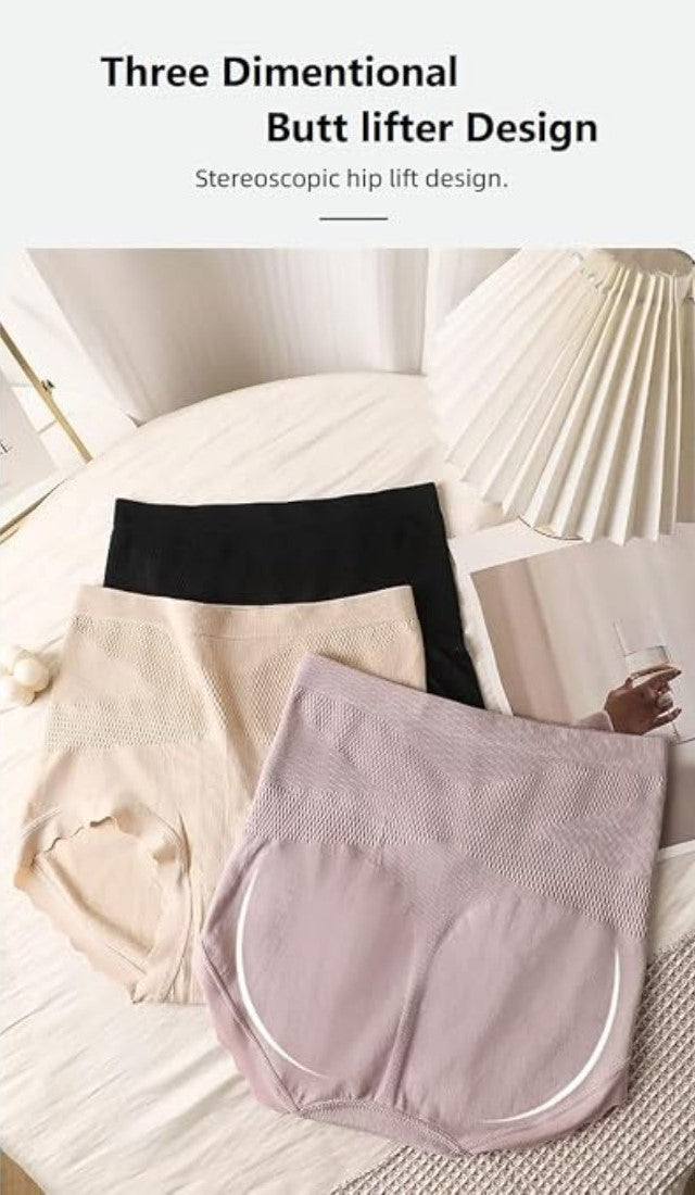 Multicolor nylon seamless high-waisted hipster panty with tummy control and butt lift support