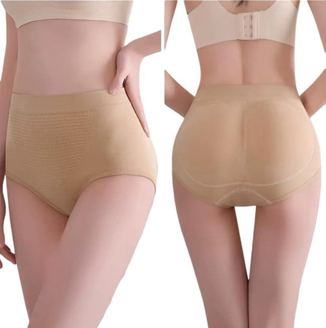 Nylon-Cotton Blend Women's Paded Panty Free Size (Beige-Black)