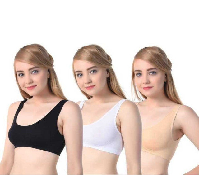 Multicolor cotton blend seamless air bra with adjustable straps for comfortable everyday support