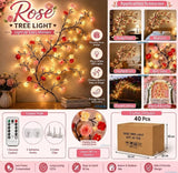 Multicolor plastic rose tree light with warm white LED illumination for decorative indoor ambiance