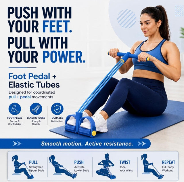 Blue natural rubber resistance band for full body strength and flexibility training