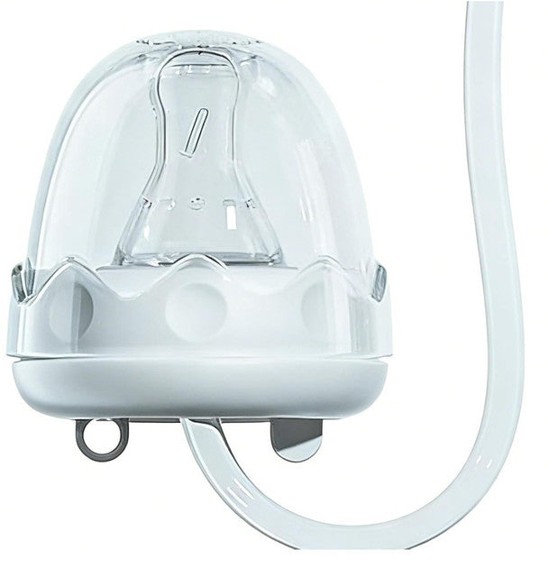 Clear plastic hands-free feeding bottle with anti-colic design and adjustable fast flow straw for toddlers