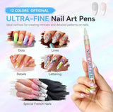Multicolor plastic nail art maker pen set with 12 vibrant colors for detailed nail designs and crafts