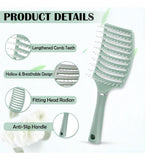 Multicolor plastic detangling hair brush with vented design for wet or dry hair grooming