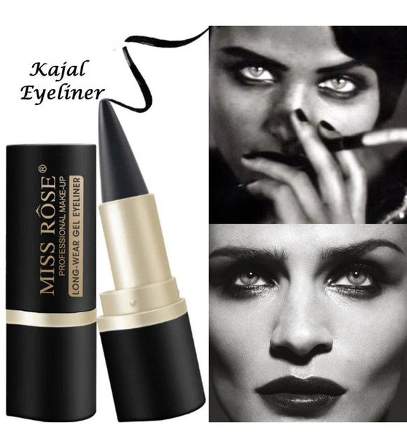Black waterproof smudge-proof gel eyeliner pencil for creating bold, defined eye makeup