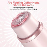 Pink plastic and stainless steel dual head electric shaver for complete body, face, and bikini grooming