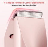 Pink plastic and stainless steel dual head electric shaver for complete body, face, and bikini grooming