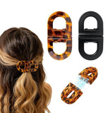 Multicolor plastic magnetic hair clip with elegant oval tortoise print design for securing ponytails and half-up styles