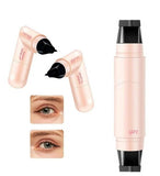 Pink and black dual-purpose winged eyeliner stamp and liquid liner pen for dramatic and natural eye makeup