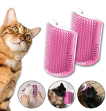 Multicolor silicone cat self-groomer station for gently removing loose fur and dirt from pets
