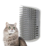Multicolor silicone cat self-groomer station for gently removing loose fur and dirt