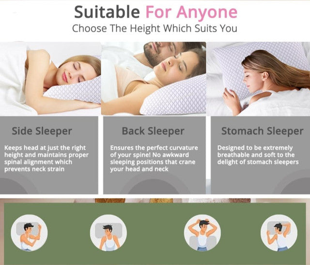 White-grey orthopedic memory foam pillow providing therapeutic support for neck and shoulder alignment