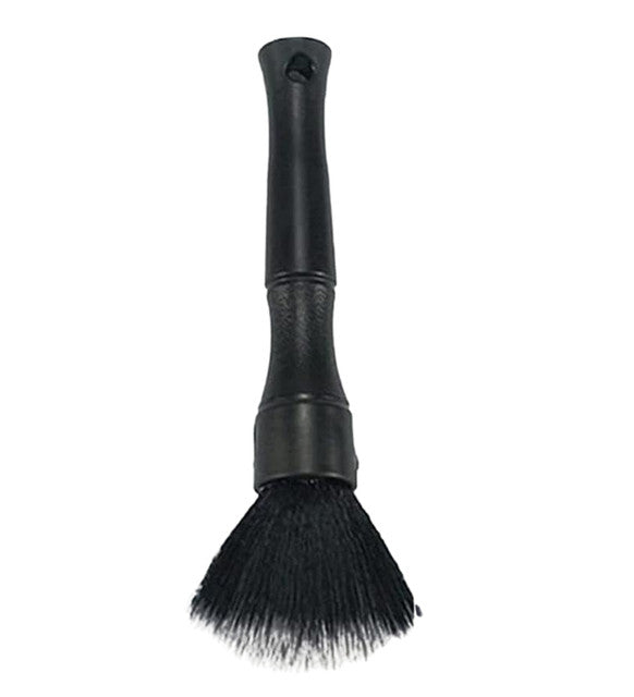 Black plastic 2-in-1 car cleaning brush combo with microfiber duster and vent brush for detailing
