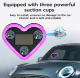 Pink heart-shaped neon car light with solar charging and multiple flashing modes for dashboard or window display