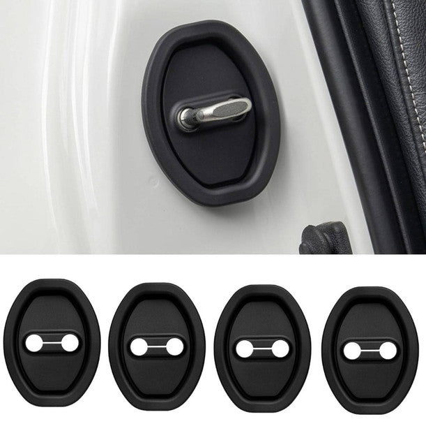 Pack of 2Silicone Car Door Lock Protector Cover - 4 Pieces Set (Black)