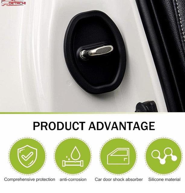 Black silicone car door lock protector set of 4 pieces for preventing scratches and adding door guard protection