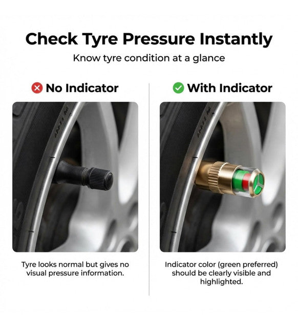 Brass Air Pressure Alert Valve Cap (Multicolor)