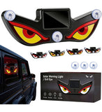 Red and yellow plastic LED devil eyes car light with solar panel for unique rear window lighting effect
