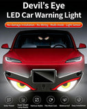 Red and yellow plastic LED devil eyes car light with solar panel for unique rear window lighting effect
