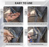 Black nylon t-style cable tie buckle set, 150 pieces, for universal cable and wire management