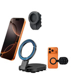 Multicolor 3-in-1 magnetic phone holder desk stand and suction cup mount for hands-free video recording