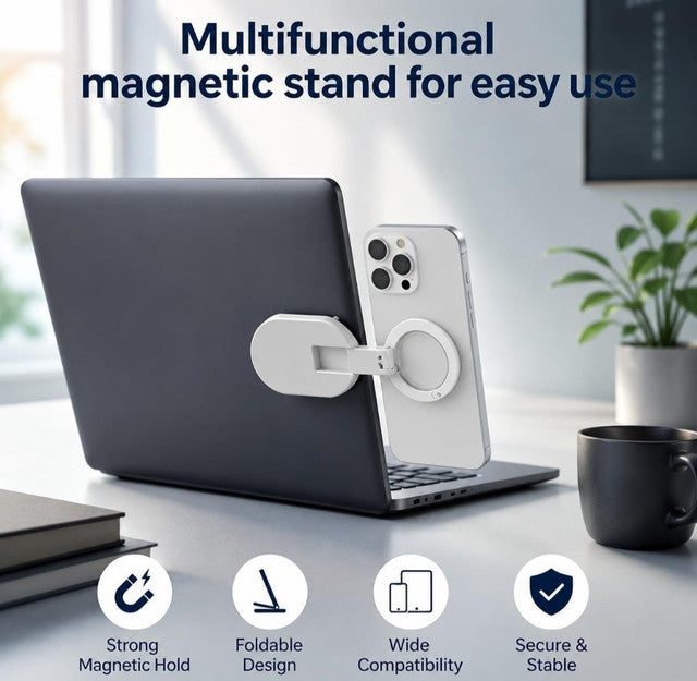 Multicolor 3-in-1 magnetic phone holder desk stand and suction cup mount for hands-free video recording