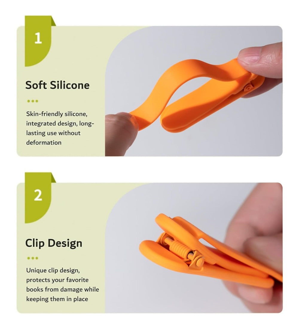 Multicolor silicone bookmark clip set of three pieces for marking pages in books and journals