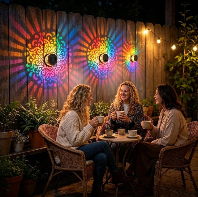 Multicolor solar powered metal mandala decorative light for waterproof outdoor garden decor