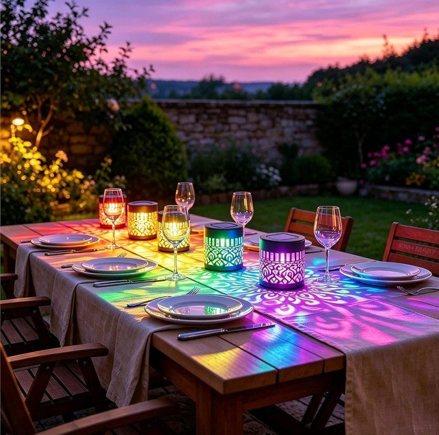 Multicolor solar powered metal mandala decorative light for waterproof outdoor garden decor